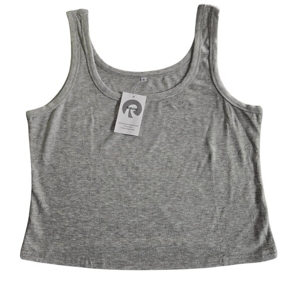 Gray Ribbed Sleeveless Fitted Tank Top - XL - Picture 1 of 3